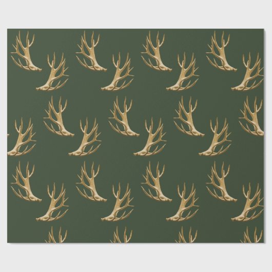 Forest Green Antlers Pattern Masculine Gift Cadeaupapier (Vlak)