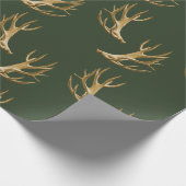 Forest Green Antlers Pattern Masculine Gift Cadeaupapier (Hoek)