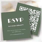 Forest Green Art Deco | QR-code | Bruiloft RSVP Informatiekaartje
