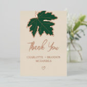 Forest Green Autumn Maple Leaf Weddenschap Folie Uitnodiging (Staand Voorkant)