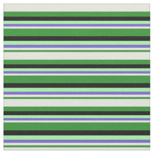 Forest Green, Beige, Slate Blue, Green & Black Stof