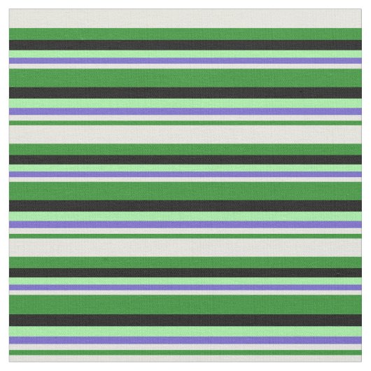 Forest Green, Beige, Slate Blue, Green & Black Stof (Close Up)