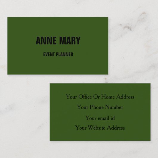 Forest Green Black Classy Wedding Custom Colors Visitekaartje (Voorkant / Achterkant)