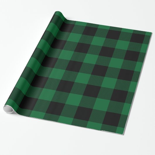 Forest Green Black Huge Buffalo Play Lumberjack Cadeaupapier (Uitgerold)