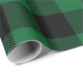 Forest Green Black Huge Buffalo Play Lumberjack Cadeaupapier (Rol Hoek)