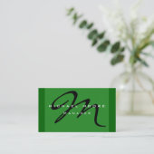 Forest Green Black Monogram Manager Visitekaartje (Staand voorkant)