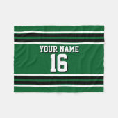 Forest Green Black Team Jersey Custom Number Name Fleece Deken (Voorkant (Horizontaal))