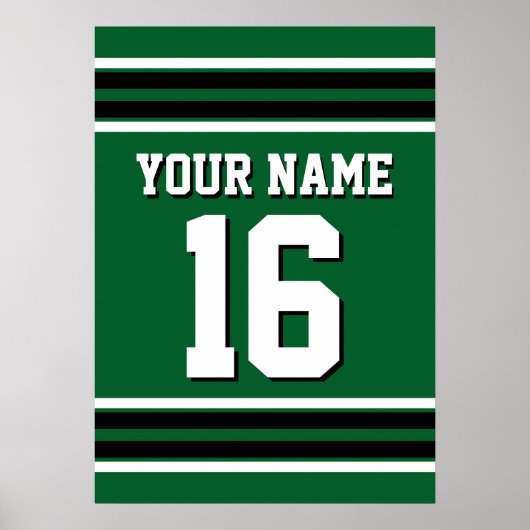 Forest Green Black Team Jersey Custom Number Name Poster (Voorkant)
