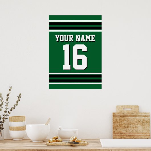 Forest Green Black Team Jersey Custom Number Name Poster (Keuken)
