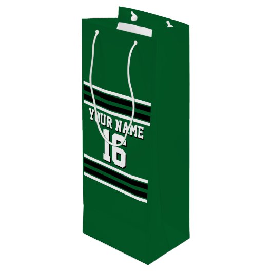 Forest Green Black Team Jersey Custom Number Name Wijn Cadeautas (Achterkant Gekanteld)