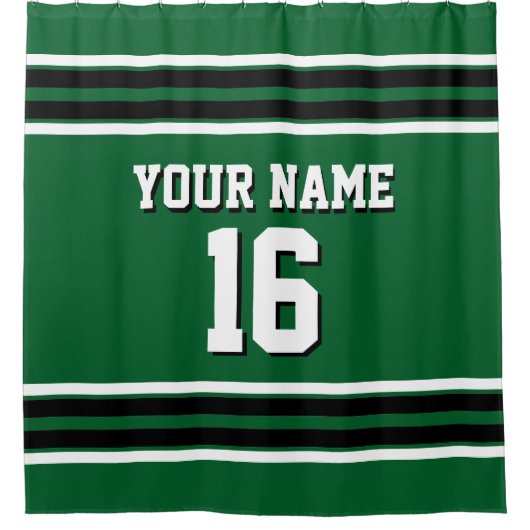 Forest Green Black White Stripes Sports Jersey Douchegordijn (Voorkant)