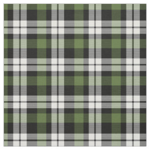 Forest Green Black White Tartan Squares Patroon Stof