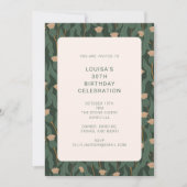 Forest Green Blush Floral Birthday Party Kaart (Voorkant)
