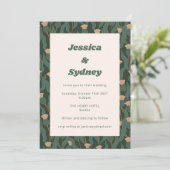  Forest Green Blush Floral Boho Wedding Kaart (Staand voorkant)