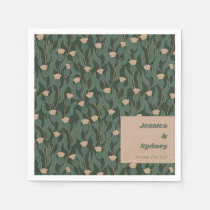  Forest Green Blush Floral Boho Wedding Servet