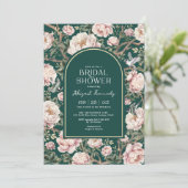 Forest Green Boho Chinoiserie Floral Vrijgezellenf Kaart (Staand voorkant)