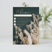 Forest Green Boho Rustic Floral Wedding RSVP Card (Staand voorkant)