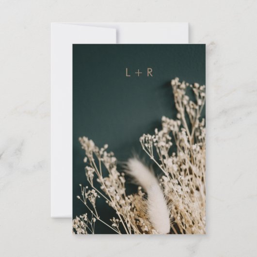 Forest Green Boho Rustic Floral Wedding RSVP Card (Achterkant)