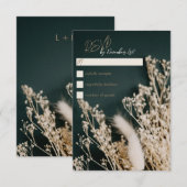 Forest Green Boho Rustic Floral Wedding RSVP Card Kaartje (Voorkant / Achterkant)