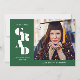 Forest Green Bold Serif Single Photo Afstuderen Aankondiging