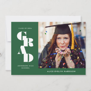 Forest Green Bold Serif Single Photo Afstuderen Aankondiging