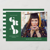 Forest Green Bold Serif Single Photo Afstuderen Aankondiging (Voorkant / Achterkant)