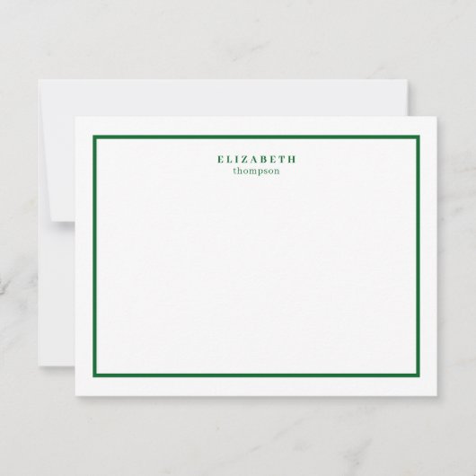 Forest Green Border Modern Eenvoudig Notitiekaartje (Voorkant)