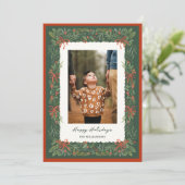 Forest Green Botanical Border Foto Vakantie Kaart (Staand voorkant)
