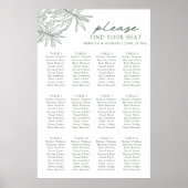 Forest Green Botanical Seating Chart Poster (Voorkant)