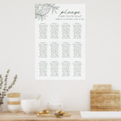 Forest Green Botanical Seating Chart Poster (Keuken)