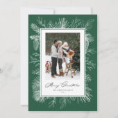 Forest Green  Botanische Kerstfoto Feestdagenkaart (Voorkant)