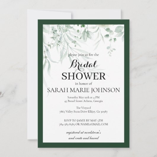Forest Green Bridal Shower Kaart (Voorkant)