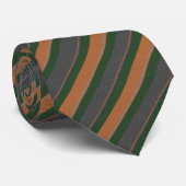 Forest Green & Burnt Orange Diagonal Striped Stropdas (Opgerold)