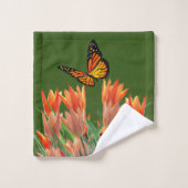 Forest Green Butterflies & Tulips Bath Towel Set Bad Handdoek (Wasdoekje)