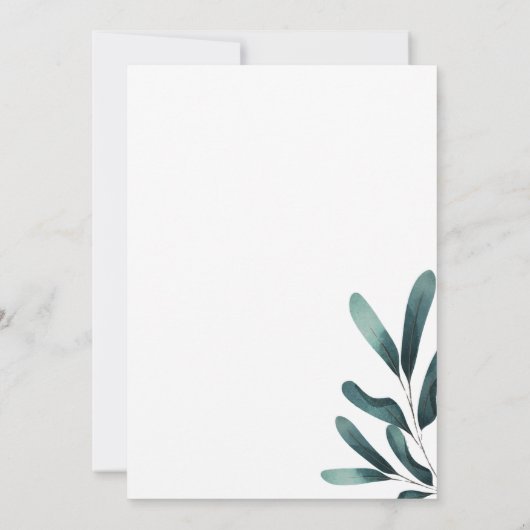 Forest Green Calligraphy Eucalyptus Bewaar de datu Kaart (Achterkant)