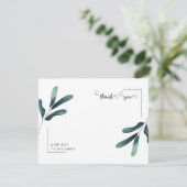 Forest Green Calligraphy Eucalyptus Wedding Bedankkaart (Staand voorkant)