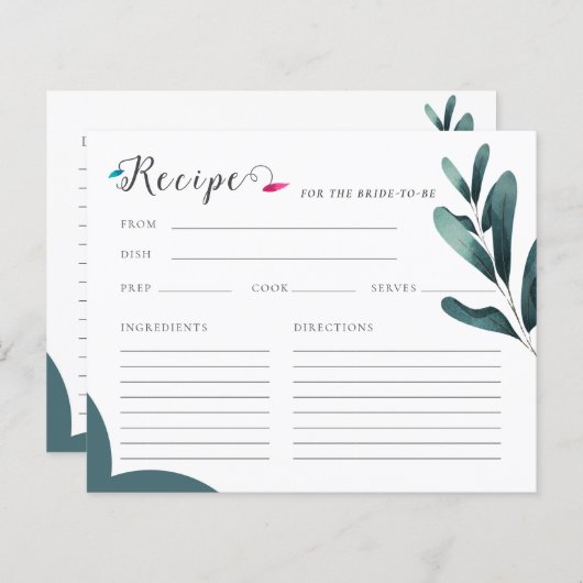 Forest Green Calligraphy Recept Vrijgezellenfeest (Voorkant / Achterkant)