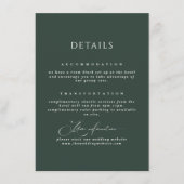 Forest Green Calligraphy Wedding Details Kaart (Voorkant)