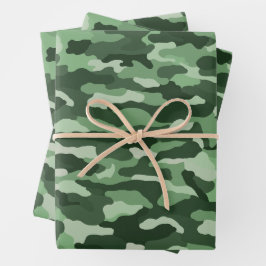 Forest Green Camouflage Inpakpapier Vel