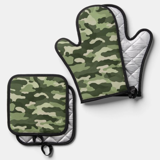Forest Green Camouflage Ovenwant & Pannenlap Set (Voorkant / Achterkant)