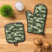 Forest Green Camouflage Ovenwant & Pannenlap Set (Top down)