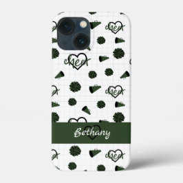 Forest Green Cheer Hearts, Pom Poms, Megaphone Case-Mate iPhone Case