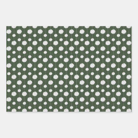 Forest Green Cheerleader Pom Pom Pattern Inpakpapier Vel (Voorkant)