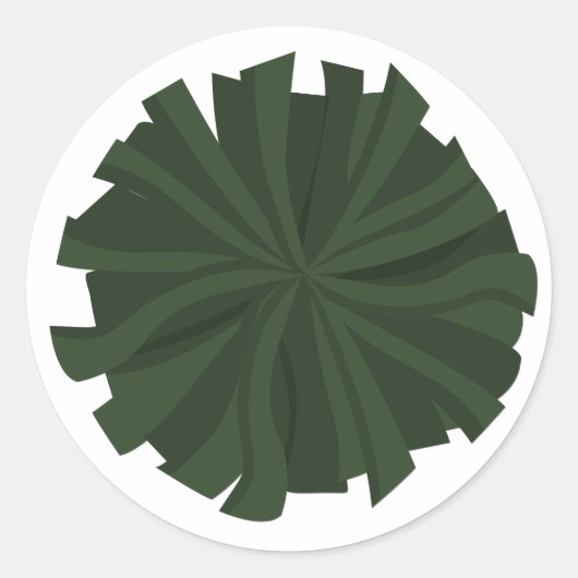 Forest Green Cheerleader Pom Pom Ronde Sticker (Voorkant)