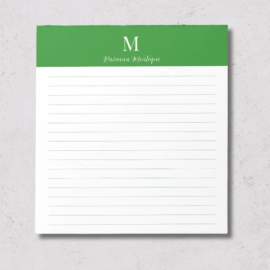 Forest Green Classic Personalized Monogram Lined Notitieblok