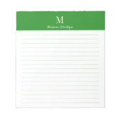 Forest Green Classic Personalized Monogram Lined Notitieblok (Voorkant)