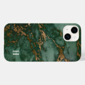 Forest Green & Copper Marble Monogram Case-Mate iPhone Case (Achterkant (horizontaal))