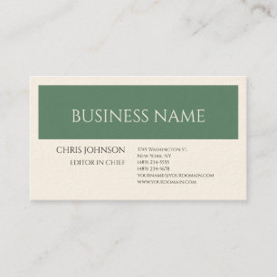 Forest Green & Cream Plain Minimalist Artistic Visitekaartje