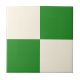 Forest Green & Cream Square Box Stijlvol patroon Tegeltje