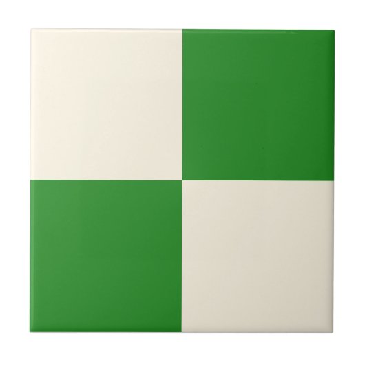 Forest Green & Cream Square Box Stijlvol patroon Tegeltje (Voorkant)